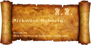 Mirkovics Modeszta névjegykártya